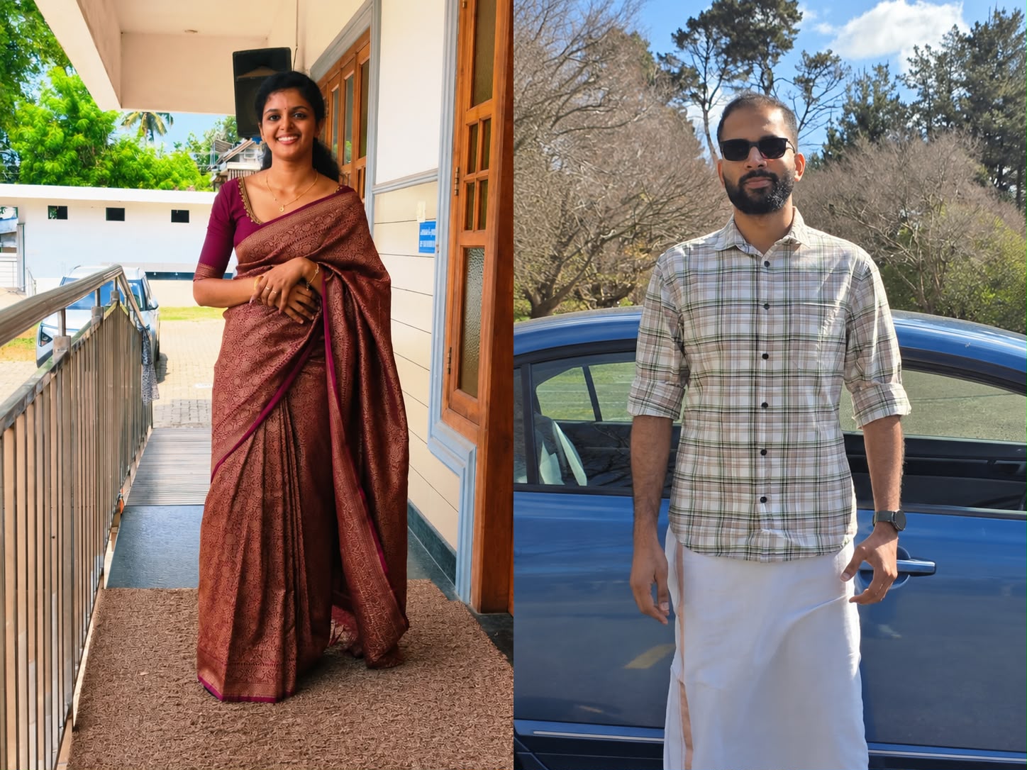 Side-by-side photos of Josmy and Akhil, the first photos they shared with each other